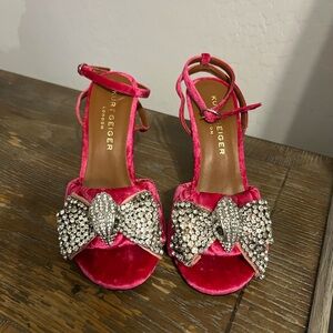 KURT GEIGER LONDON Kensington Pink Bow Ankle Strap high heels Sandals 7